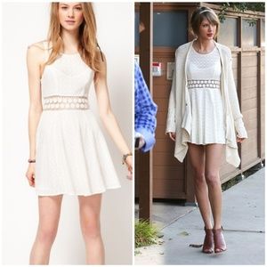 Free People Ivory Lace Crochet Waist Mini Dress 6
